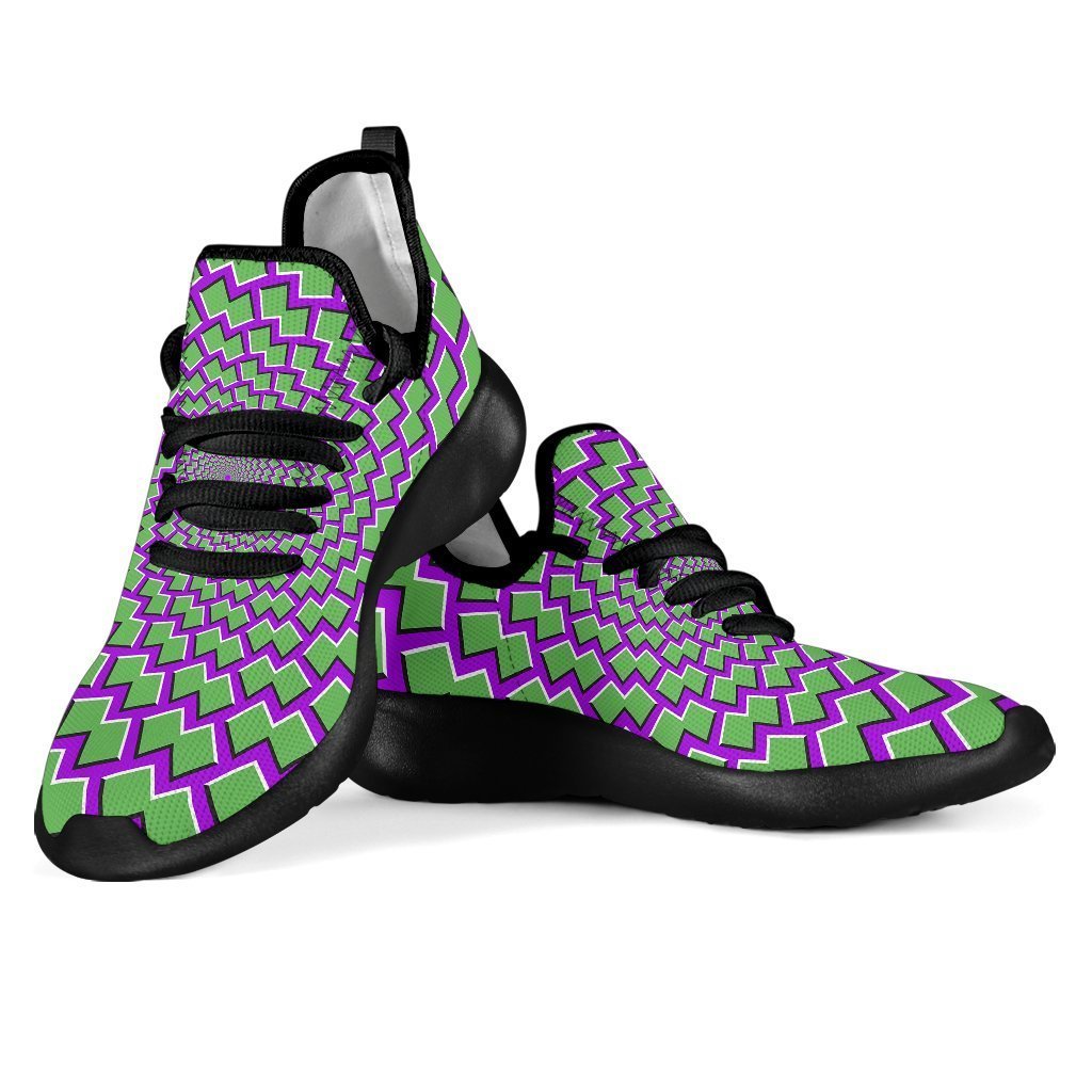 Green Shapes Moving Optical Illusion Mesh Knit Shoes GearFrost