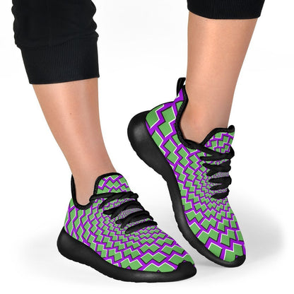 Green Shapes Moving Optical Illusion Mesh Knit Shoes GearFrost
