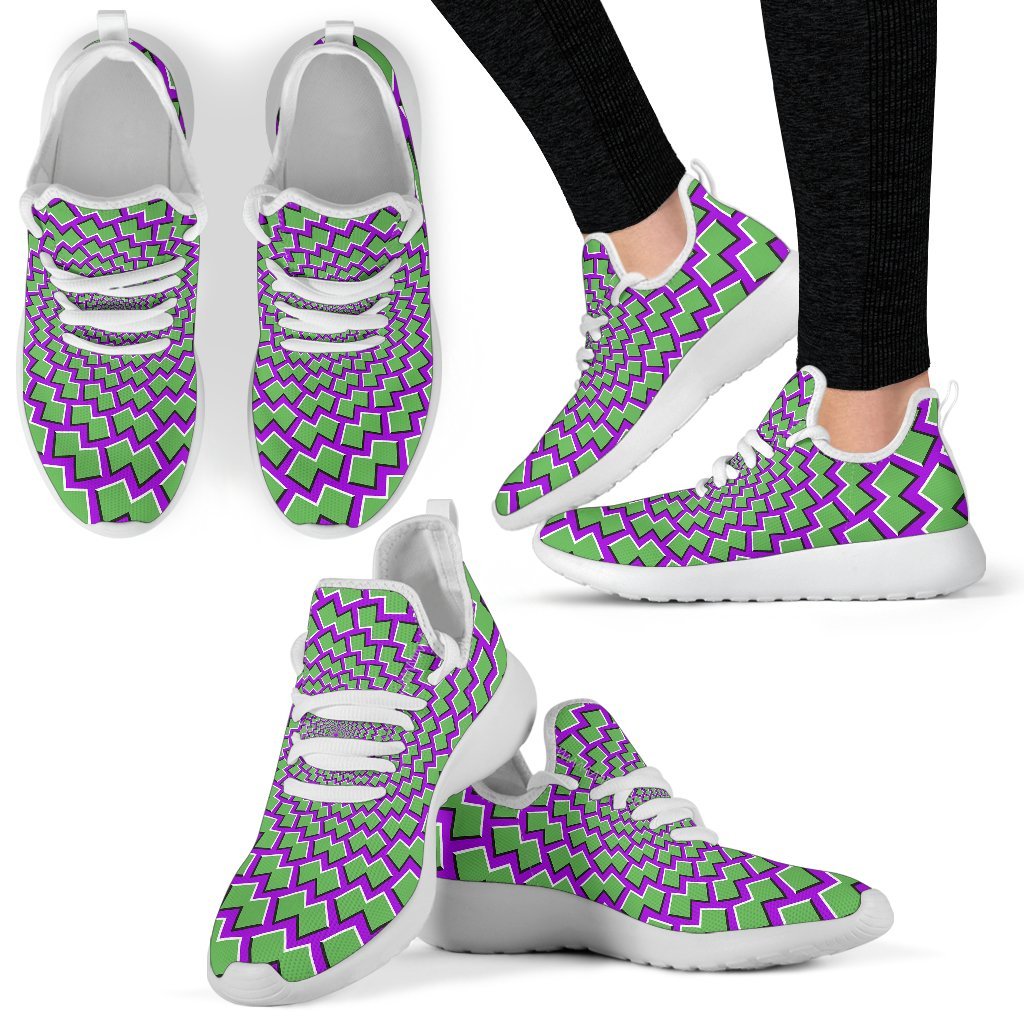 Green Shapes Moving Optical Illusion Mesh Knit Shoes GearFrost