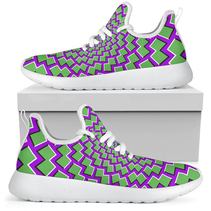 Green Shapes Moving Optical Illusion Mesh Knit Shoes GearFrost