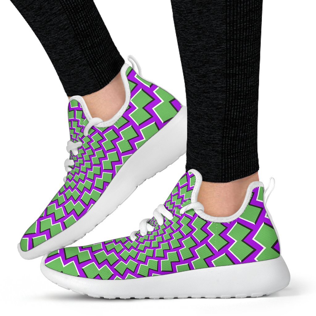 Green Shapes Moving Optical Illusion Mesh Knit Shoes GearFrost