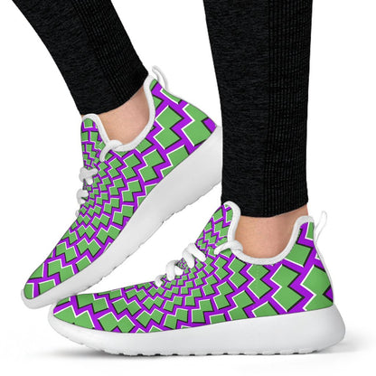 Green Shapes Moving Optical Illusion Mesh Knit Shoes GearFrost