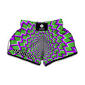 Green Shapes Moving Optical Illusion Muay Thai Boxing Shorts