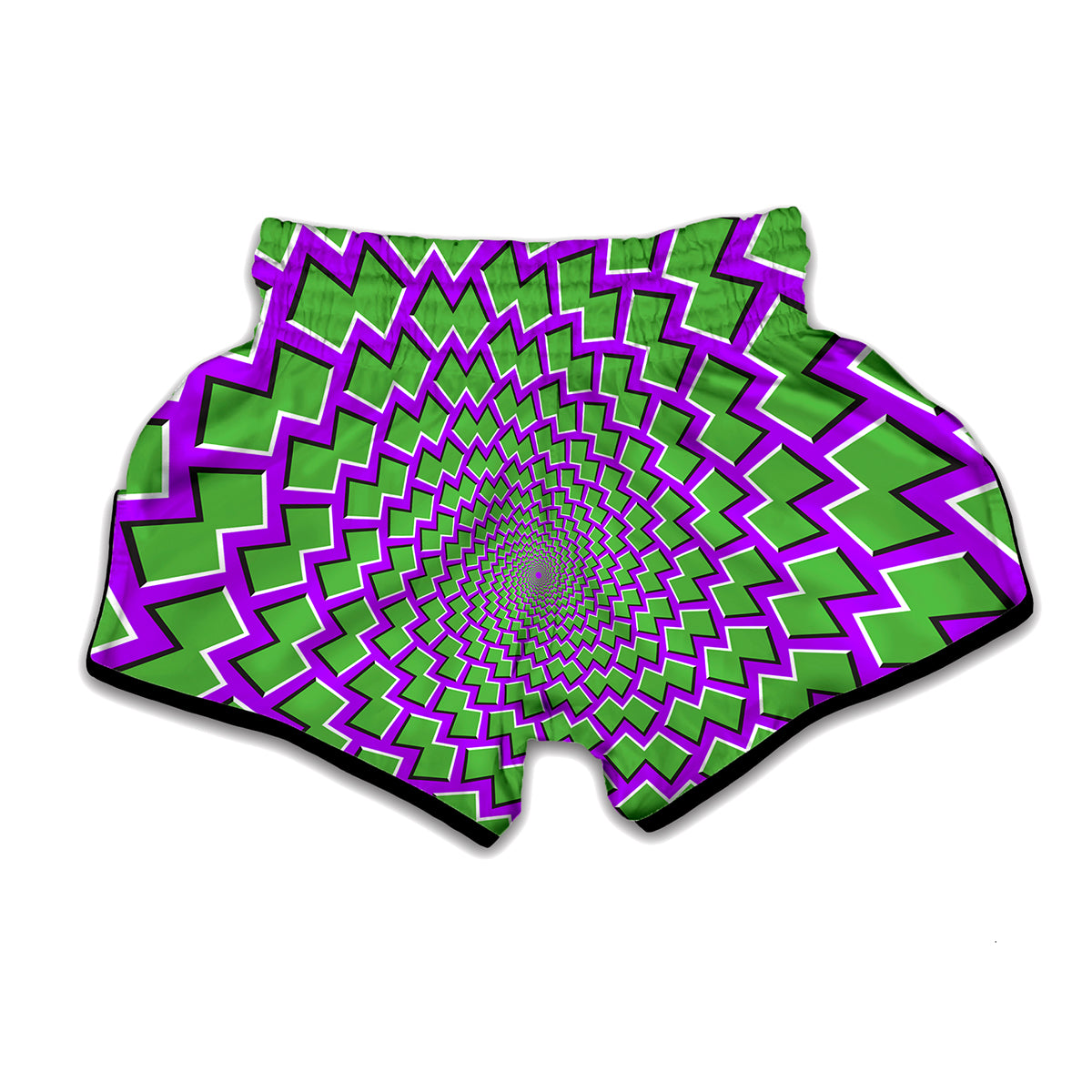 Green Shapes Moving Optical Illusion Muay Thai Boxing Shorts