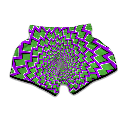 Green Shapes Moving Optical Illusion Muay Thai Boxing Shorts