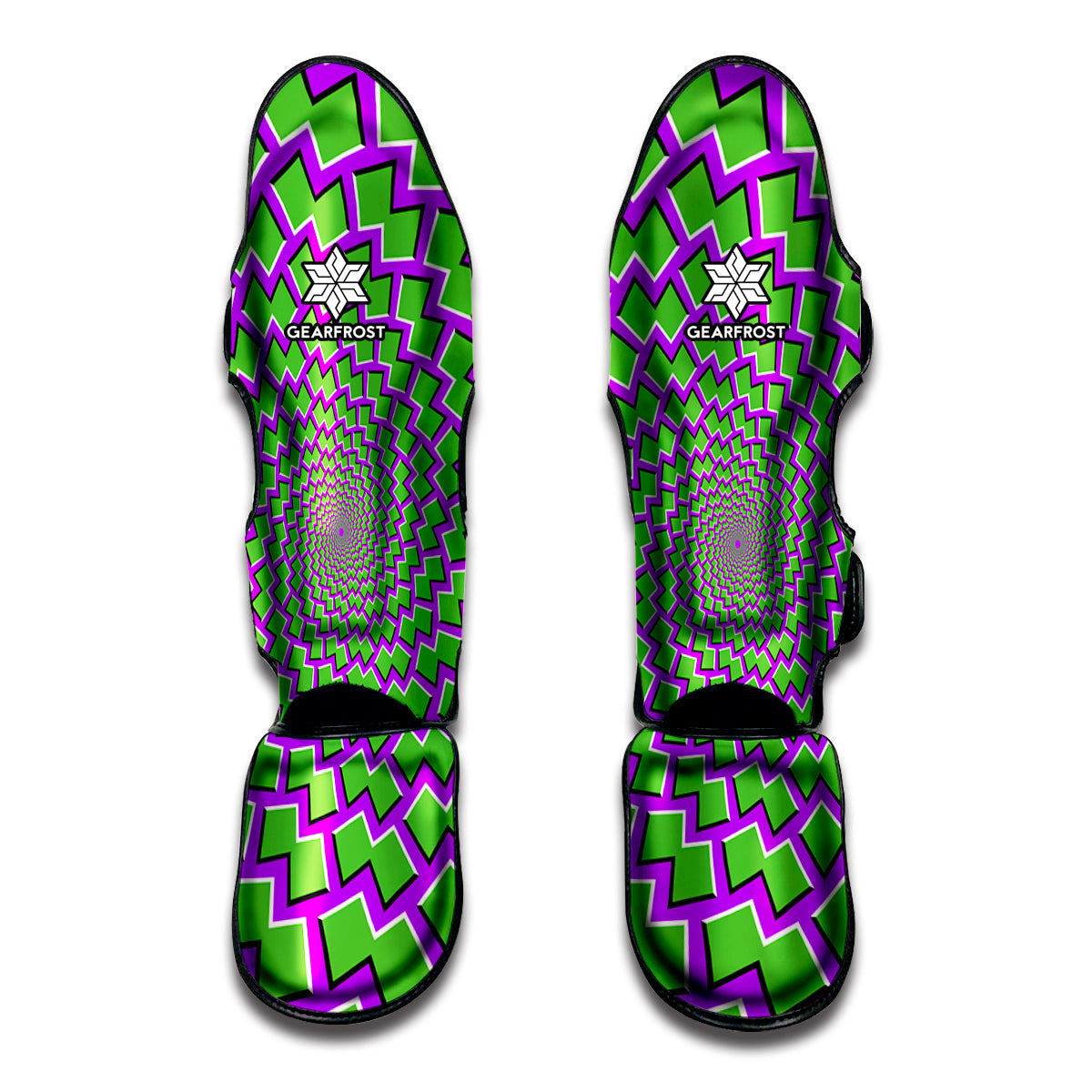 Green Shapes Moving Optical Illusion Muay Thai Shin Guard