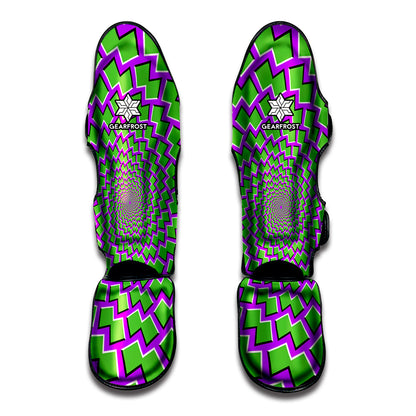 Green Shapes Moving Optical Illusion Muay Thai Shin Guard