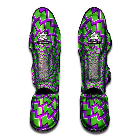Green Shapes Moving Optical Illusion Muay Thai Shin Guard