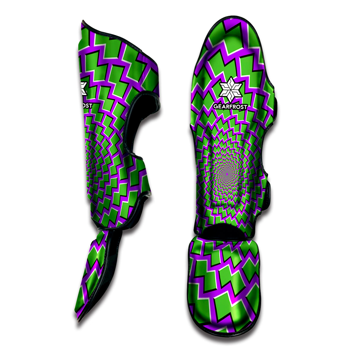 Green Shapes Moving Optical Illusion Muay Thai Shin Guard