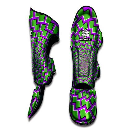 Green Shapes Moving Optical Illusion Muay Thai Shin Guard