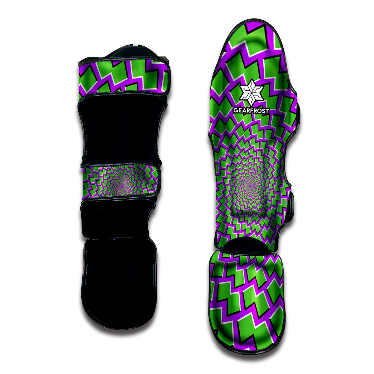 Green Shapes Moving Optical Illusion Muay Thai Shin Guard