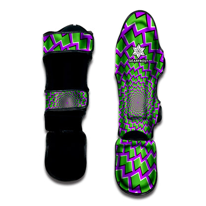 Green Shapes Moving Optical Illusion Muay Thai Shin Guard