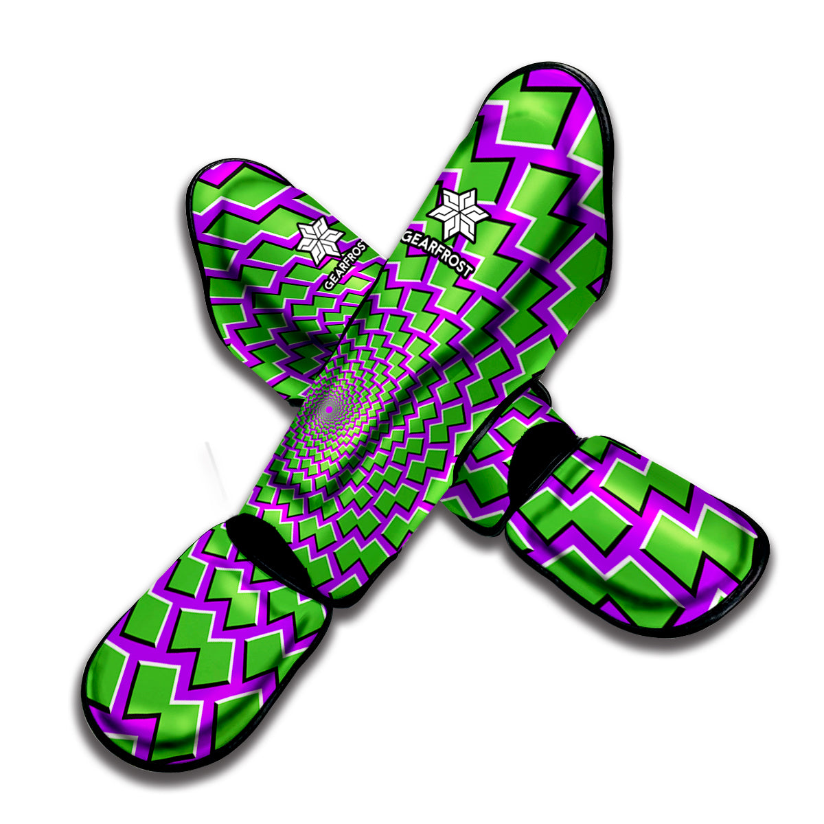 Green Shapes Moving Optical Illusion Muay Thai Shin Guard
