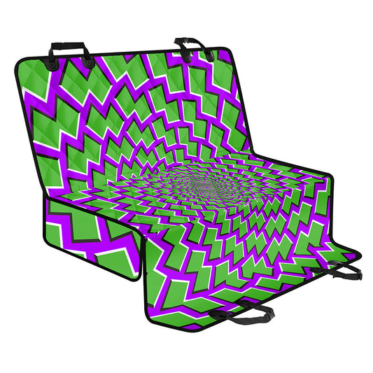 Green Shapes Moving Optical Illusion Pet Car Back Seat Cover
