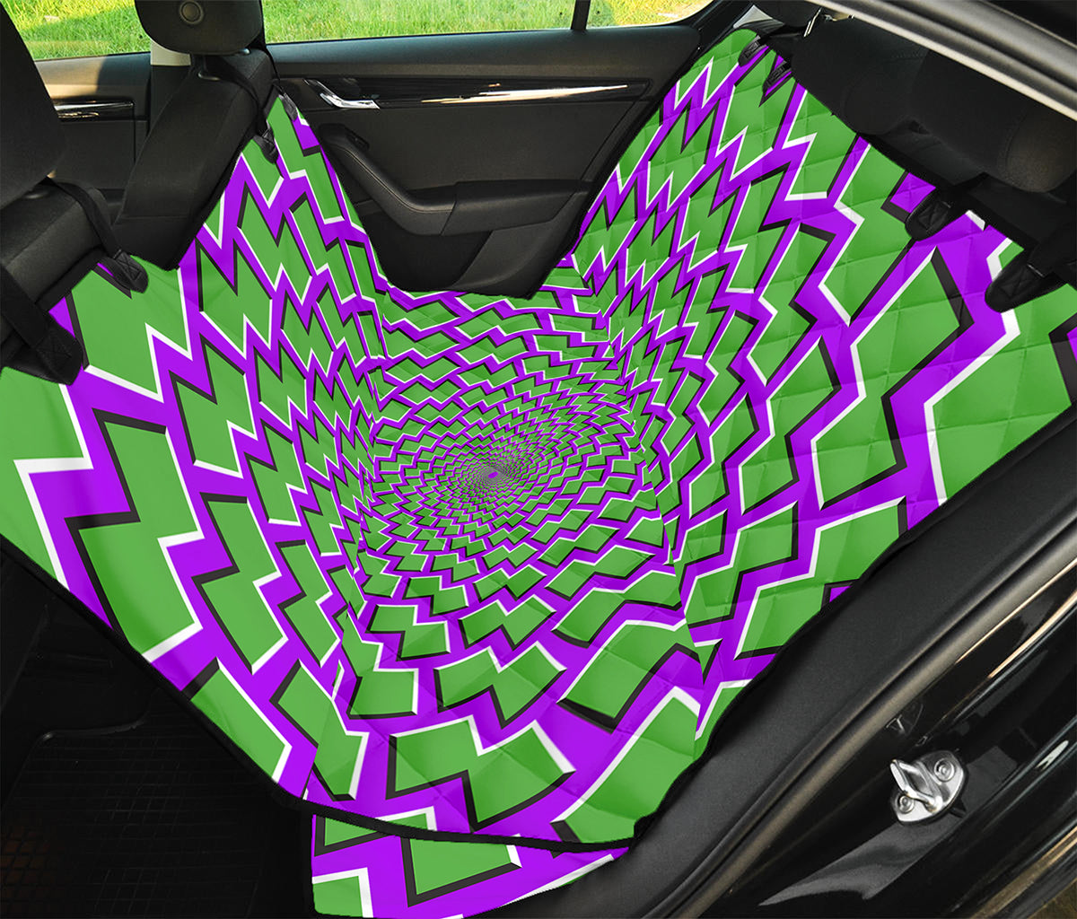 Green Shapes Moving Optical Illusion Pet Car Back Seat Cover