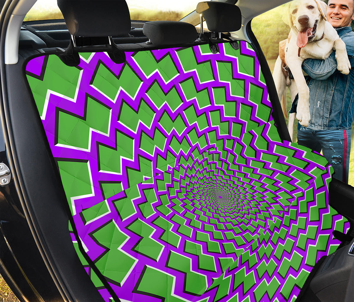 Green Shapes Moving Optical Illusion Pet Car Back Seat Cover
