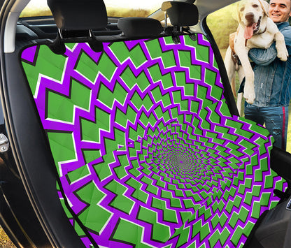 Green Shapes Moving Optical Illusion Pet Car Back Seat Cover