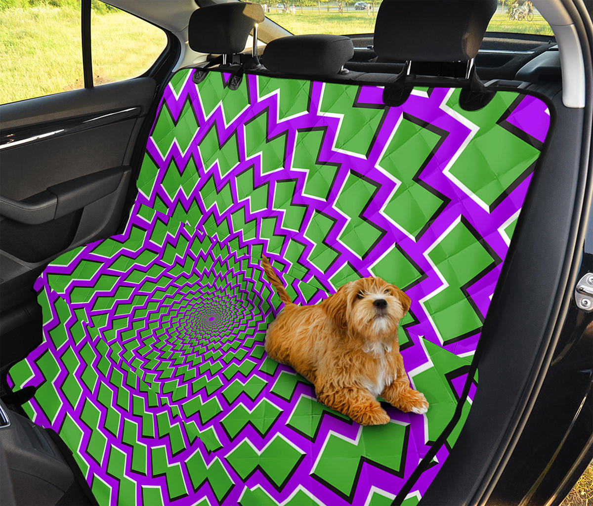 Green Shapes Moving Optical Illusion Pet Car Back Seat Cover