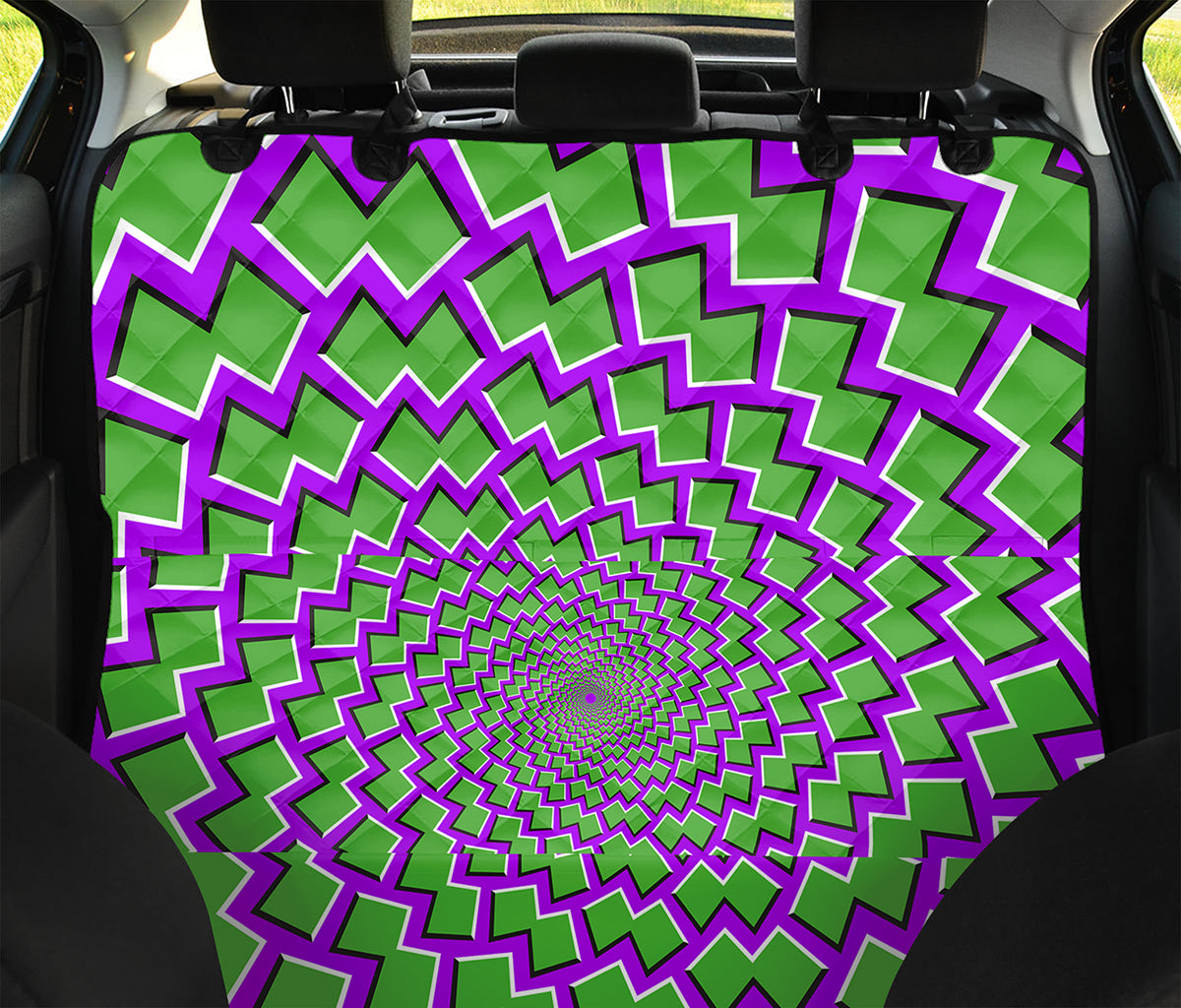 Green Shapes Moving Optical Illusion Pet Car Back Seat Cover