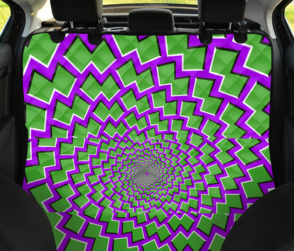 Green Shapes Moving Optical Illusion Pet Car Back Seat Cover