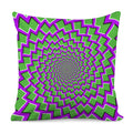Green Shapes Moving Optical Illusion Pillow Cover