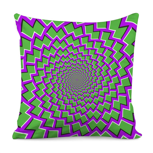 Green Shapes Moving Optical Illusion Pillow Cover