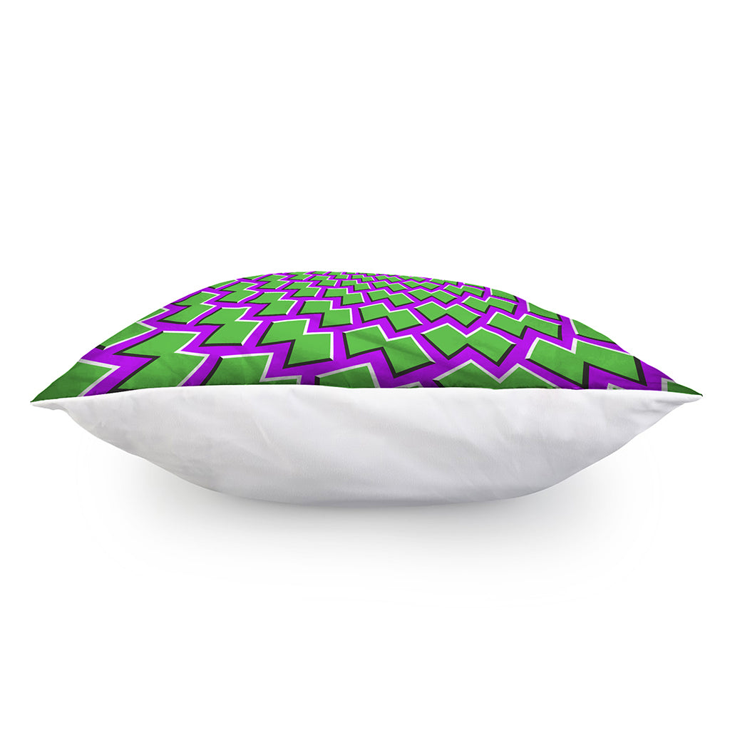 Green Shapes Moving Optical Illusion Pillow Cover