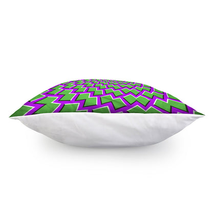 Green Shapes Moving Optical Illusion Pillow Cover