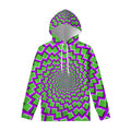 Green Shapes Moving Optical Illusion Pullover Hoodie