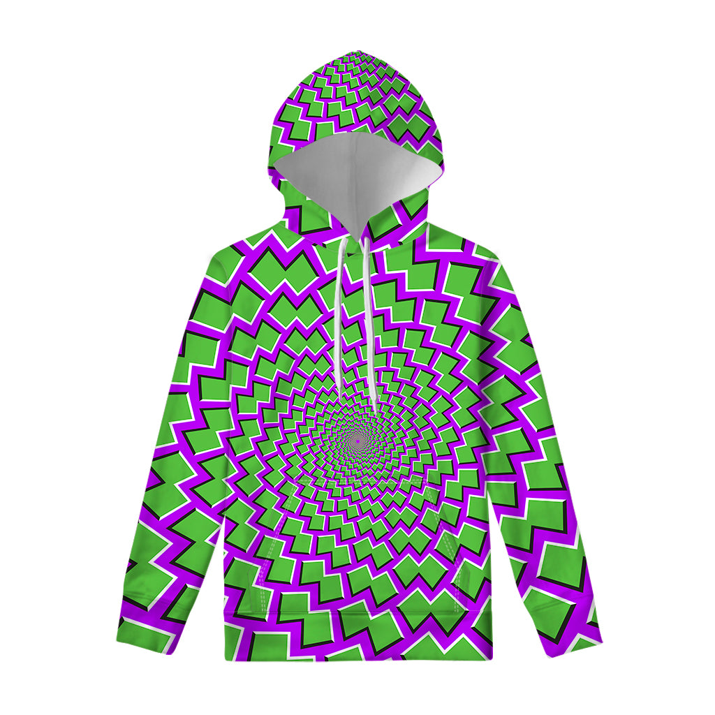 Green Shapes Moving Optical Illusion Pullover Hoodie