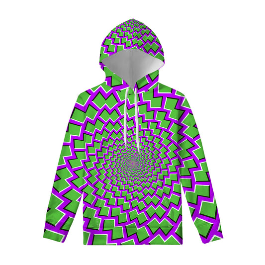Green Shapes Moving Optical Illusion Pullover Hoodie