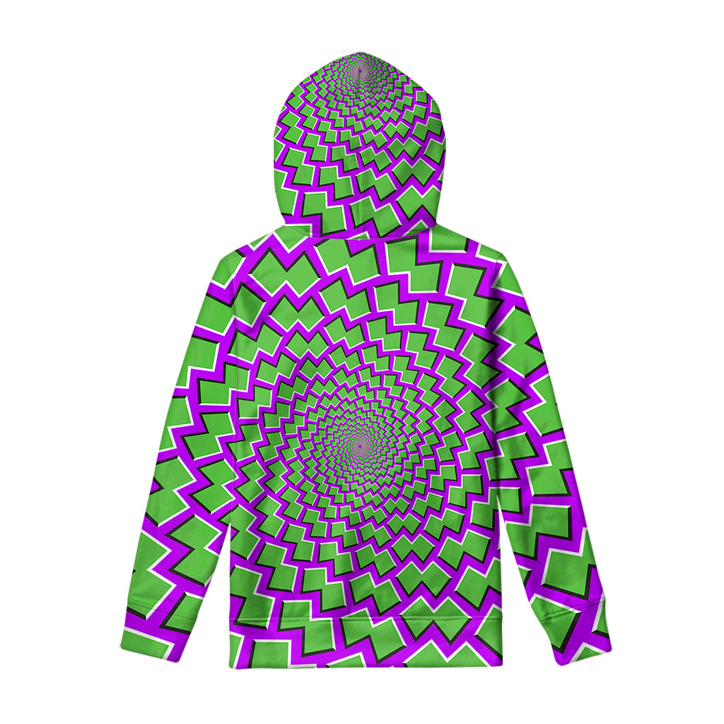 Green Shapes Moving Optical Illusion Pullover Hoodie