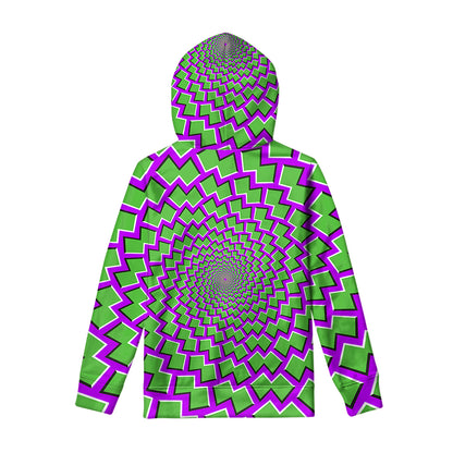 Green Shapes Moving Optical Illusion Pullover Hoodie