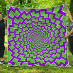 Green Shapes Moving Optical Illusion Quilt