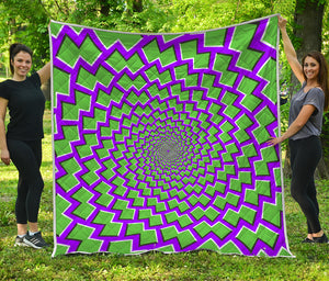 Green Shapes Moving Optical Illusion Quilt