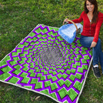 Green Shapes Moving Optical Illusion Quilt