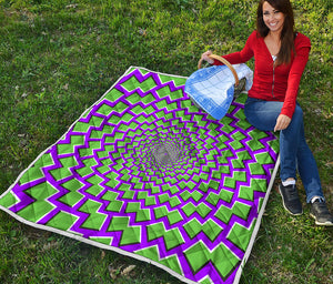 Green Shapes Moving Optical Illusion Quilt