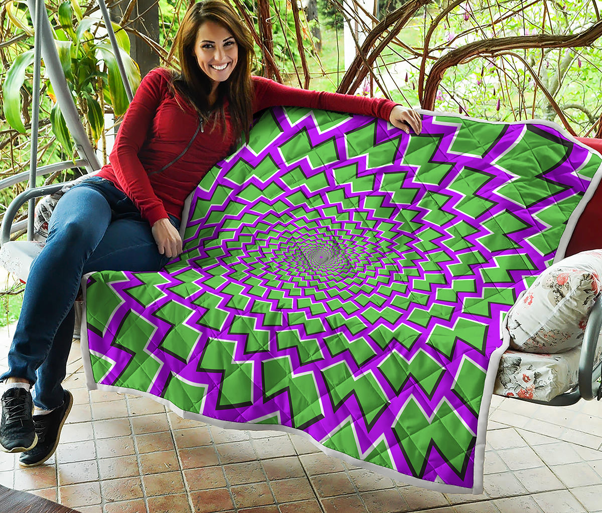 Green Shapes Moving Optical Illusion Quilt