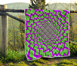 Green Shapes Moving Optical Illusion Quilt