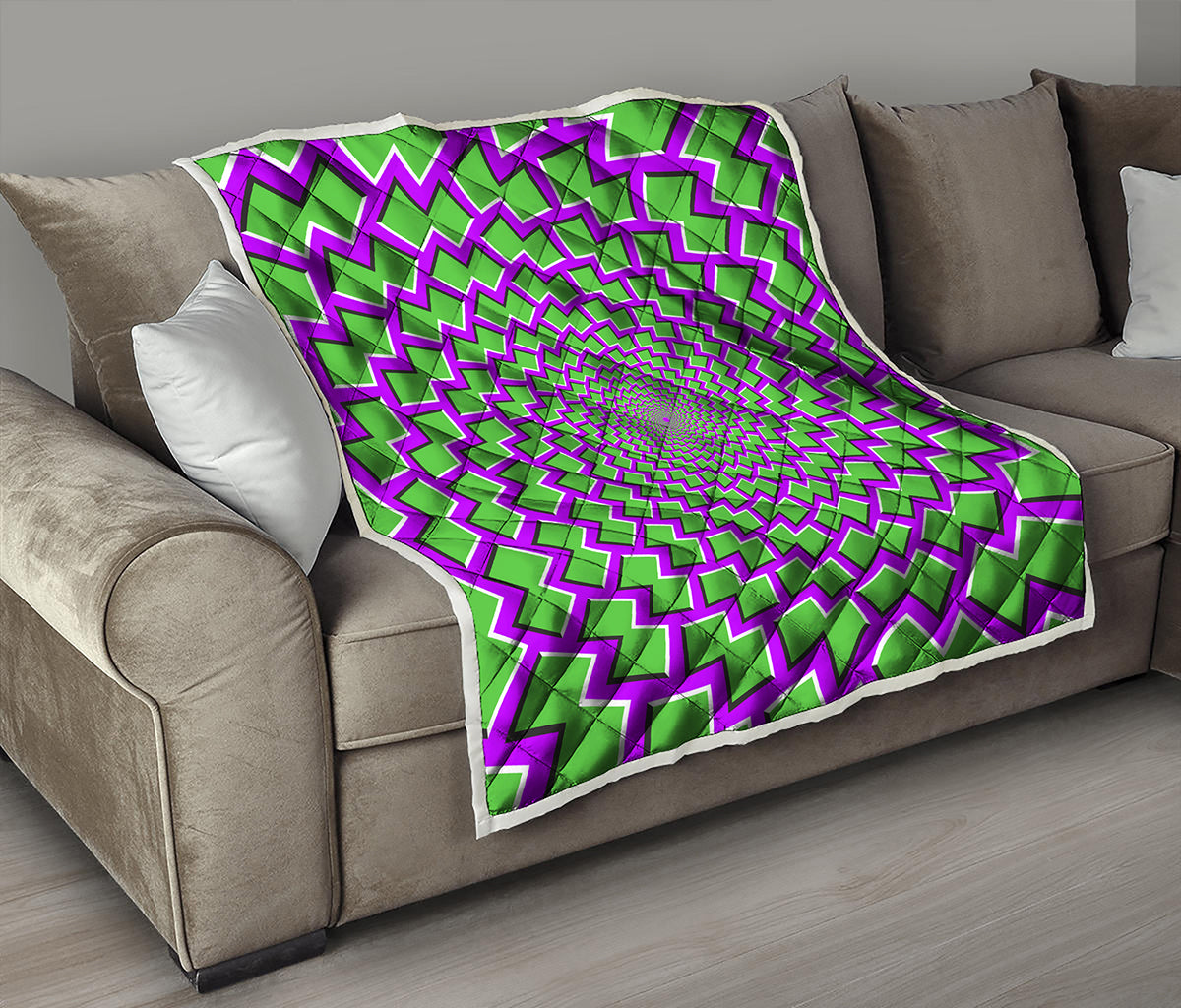 Green Shapes Moving Optical Illusion Quilt