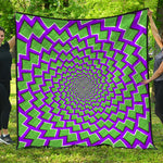 Green Shapes Moving Optical Illusion Quilt