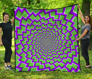 Green Shapes Moving Optical Illusion Quilt