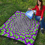 Green Shapes Moving Optical Illusion Quilt