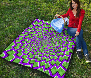 Green Shapes Moving Optical Illusion Quilt