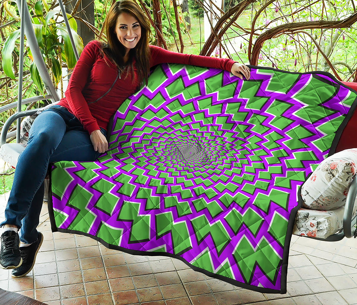 Green Shapes Moving Optical Illusion Quilt