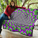 Green Shapes Moving Optical Illusion Quilt