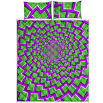 Green Shapes Moving Optical Illusion Quilt Bed Set