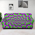 Green Shapes Moving Optical Illusion Sofa Cover