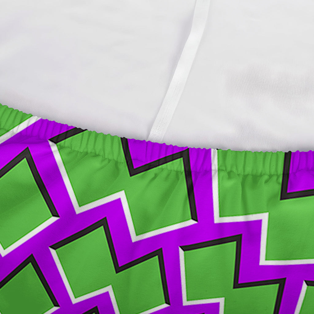 Green Shapes Moving Optical Illusion Sofa Cover