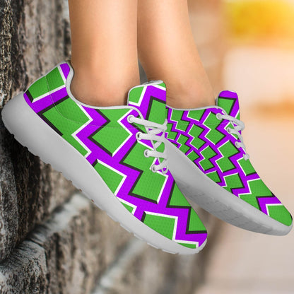 Green Shapes Moving Optical Illusion Sport Shoes GearFrost
